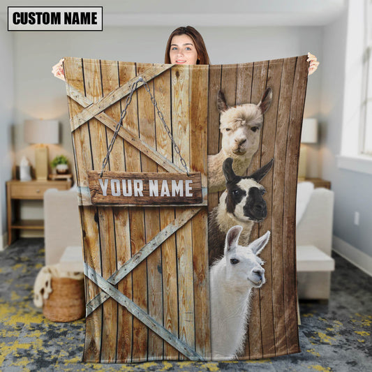 Uni Personalized Name Llama Barn Blanket