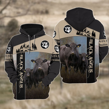 Uni Black Angus White Black Personalized 3D Hoodie