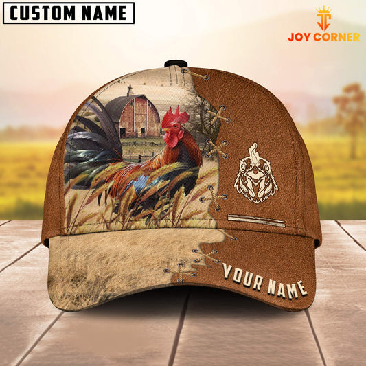 Uni Chicken Custom Name Brown Leather Pattern Cap