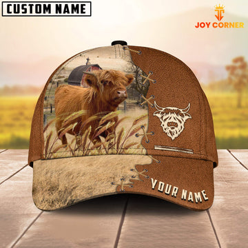 Uni Miniature Highland Custom Name Brown Leather Pattern Cap