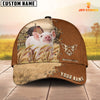 Uni Pig Custom Name Brown Leather Pattern Cap