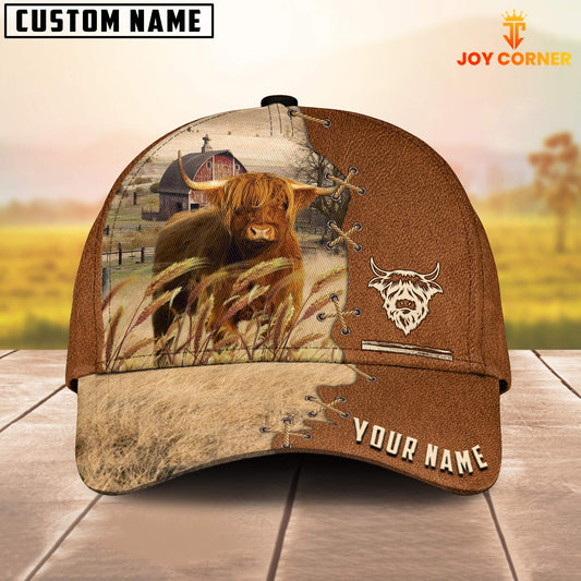 Uni Highland Custom Name Brown Leather Pattern Cap