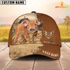 Uni Pig Brown Custom Name Brown Leather Pattern Cap