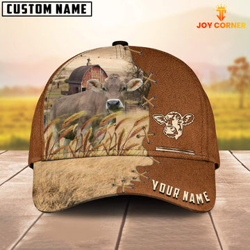 Uni Brown Swiss Custom Name Brown Leather Pattern Cap