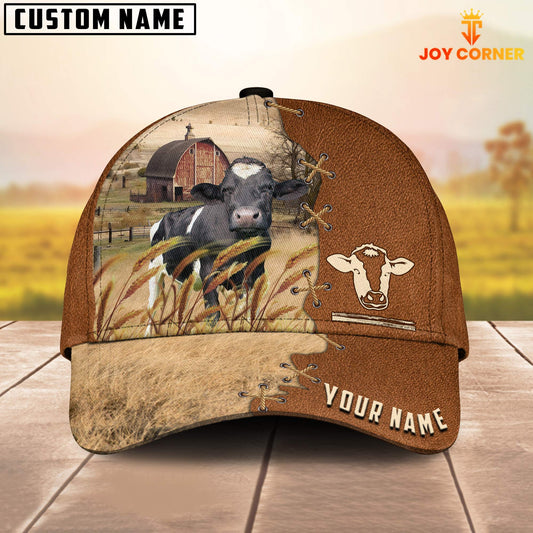 Uni Holstein Custom Name Brown Leather Pattern Cap