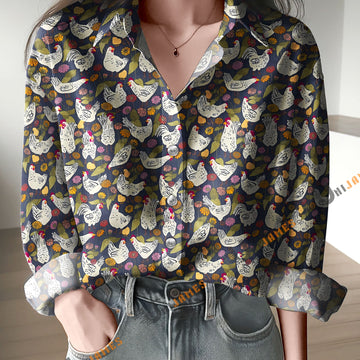 Unique Chicken Coop Dark Blue Pattern Casual Shirt