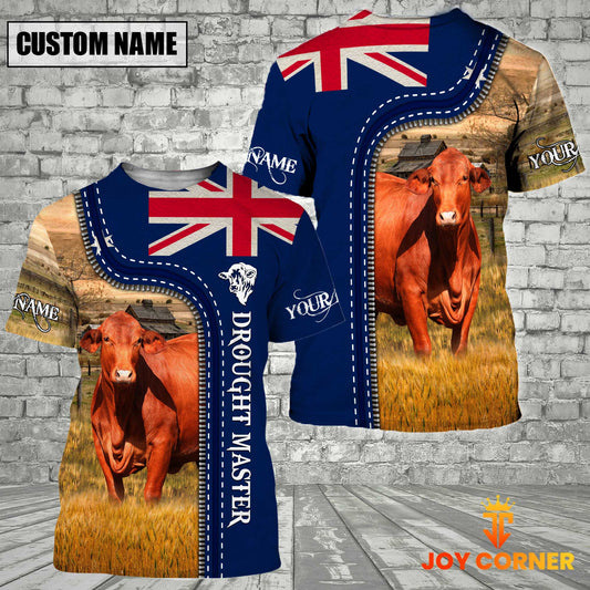 Uni Customized Name Droughtmaster Australia Flag All Over Printed T-Shirt
