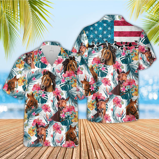 Unique Horse Happiness Floral 3D Hawaiian Shirts