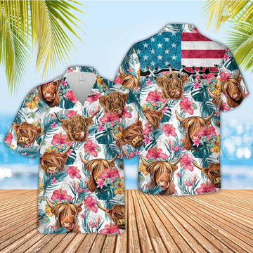 Unique Highland Happiness Floral 3D Hawaiian Shirts