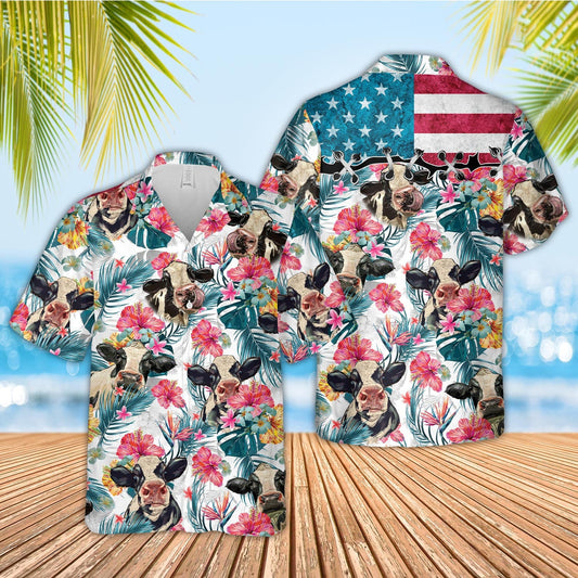 Unique Holstein Happiness Floral 3D Hawaiian Shirts