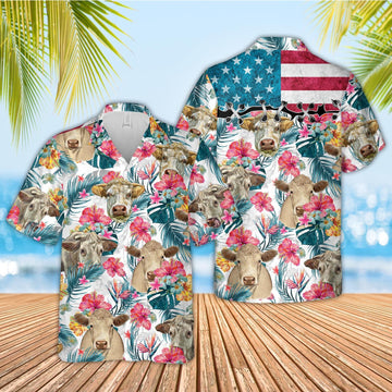 Unique Charolais Happiness Floral 3D Hawaiian Shirts