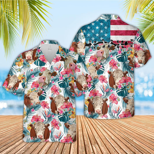 Unique Hereford Happiness Floral 3D Hawaiian Shirts