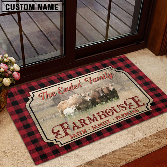 Uni Braunvieh Faith Family Farming Custom Name Doormat