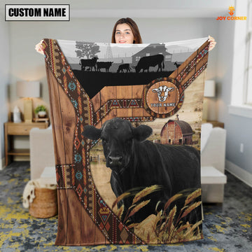 Uni Black Angus Custom Name Brocade Pattern Blanket