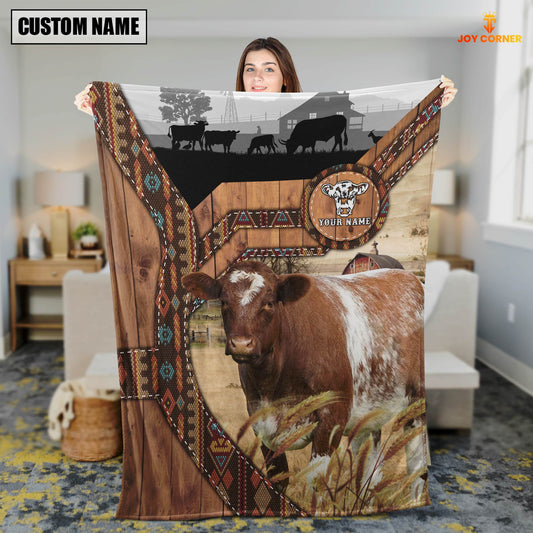 Uni Shorthorn Custom Name Brocade Pattern Blanket