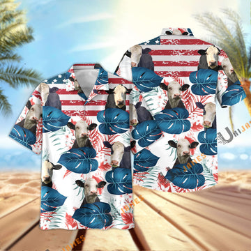 Uni Black Baldy US Flag Flower Hawaiian Shirt