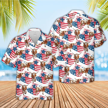 Unique Texas Longhorn Happy Flag 3D Hawaiian Shirt