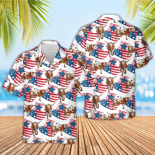 Unique Texas Longhorn Happy Flag 3D Hawaiian Shirt