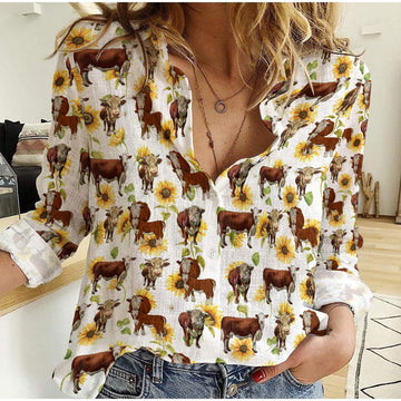 Unique Hereford Sunflowers Pattern Casual Shirt