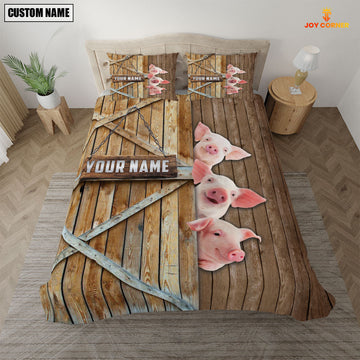 Uni Happy Farm Pig Wooden Door Bedding Set