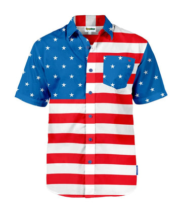 UniJames Men's American Flag Button Shirt