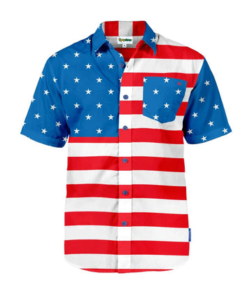 UniJames Men's American Flag Button Shirt Shirt