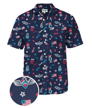 UniJames Men's Lights and Liberty Button Shirt