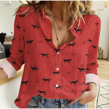 Unique Horse Pattern Red Casual Shirt