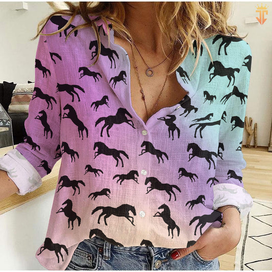 Unique Colorful Horses All Printed 3D Casual Shirt