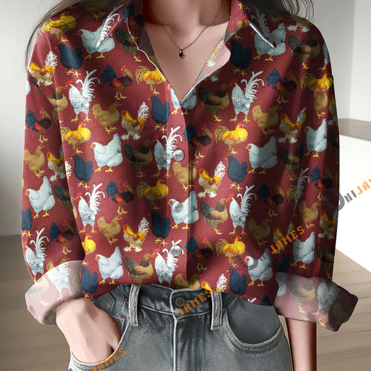 Unique Chicken Breed Red Casual Shirt