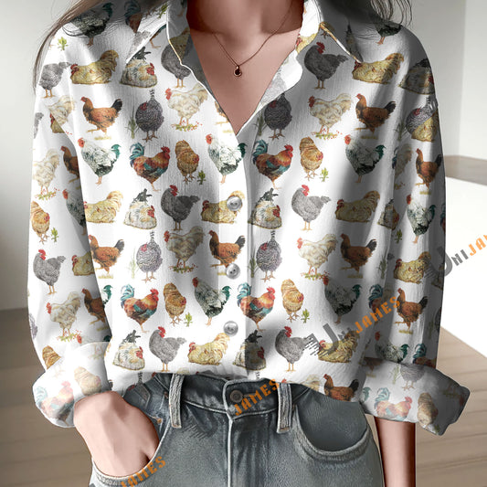 Unique Chicken Pattern Casual Shirt