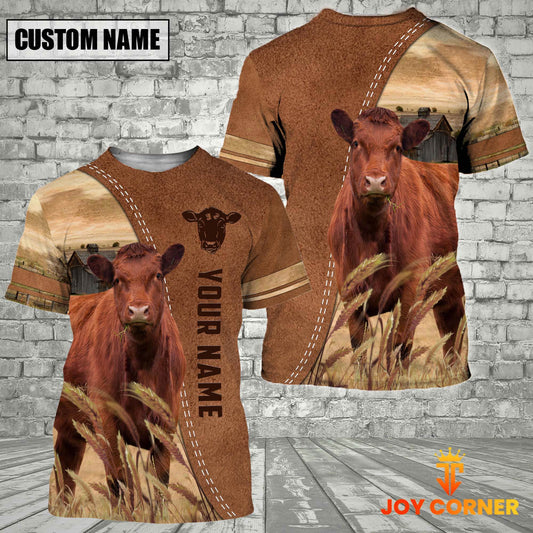 Uni Personalized Name Red Angus Brown 3D Shirt