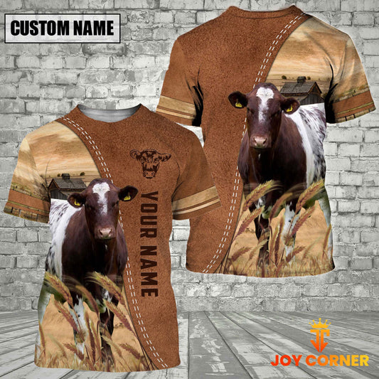 Uni Personalized Name Shorthorn Brown 3D Shirt