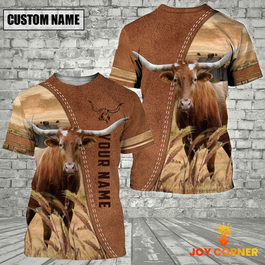 Uni Personalized Name TX Longhorn Brown 3D Shirt