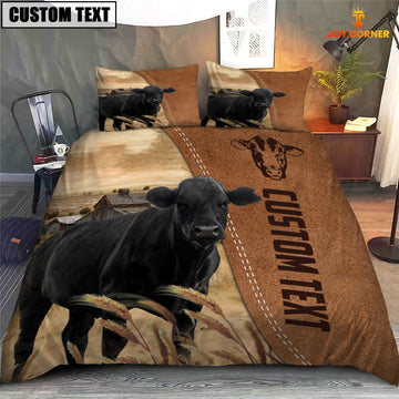 Uni Custom Name Black Angus Cattle Brown Bedding Set