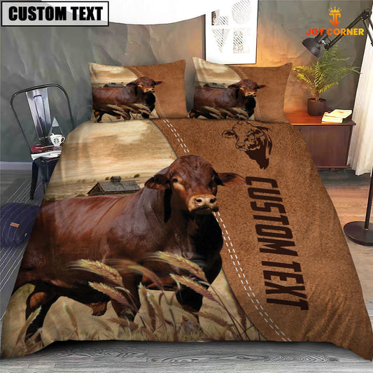 Uni Custom Name Beefmaster Cattle Brown Bedding Set