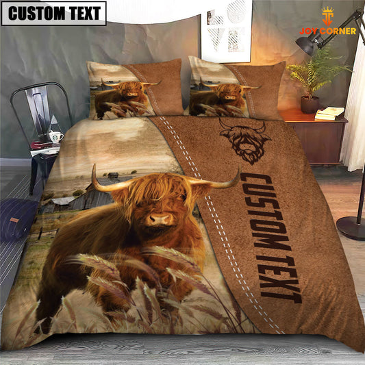 Uni Custom Name Highland Cattle Brown Bedding Set