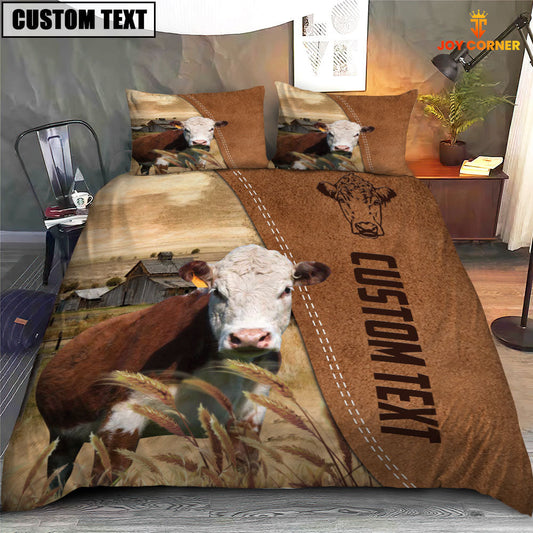 Uni Custom Name Hereford Cattle Brown Bedding Set