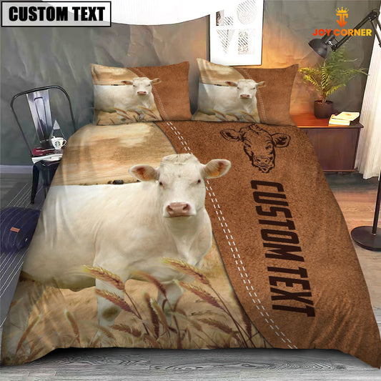 Uni Custom Name Charolais Cattle Brown Bedding Set