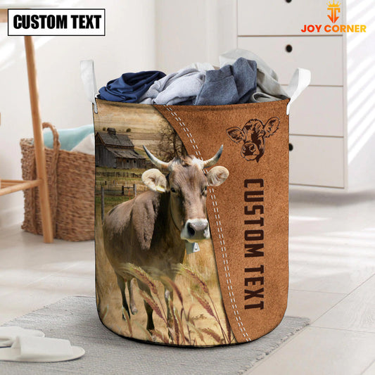 Uni Brown Swiss Brown Farm Custom Name Laundry Basket