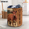 Uni Red Angus Brown Farm Custom Name Laundry Basket