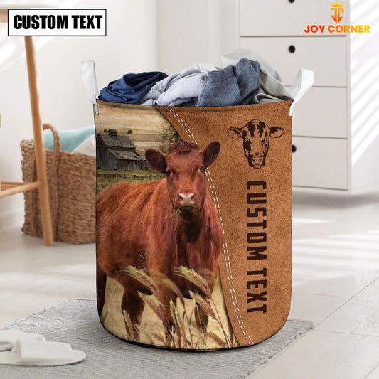 Uni Red Angus Brown Farm Custom Name Laundry Basket