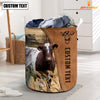 Uni Shorthorn Brown Farm Custom Name Laundry Basket