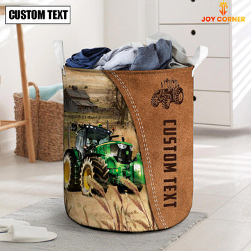 Uni Green Tractor Brown Farm Custom Name Laundry Basket