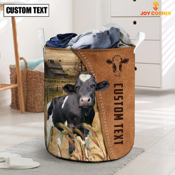 Uni Holstein Brown Farm Custom Name Laundry Basket