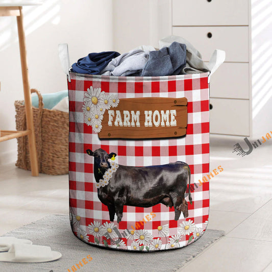 Uni Personalized Black Angus Daisy Flower Laundry Basket
