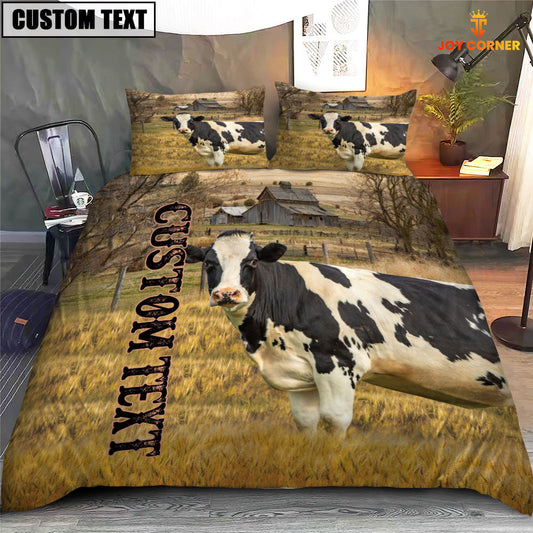 Uni Personalized Name Holstein Cattle On The Farm 3D Bedding Set