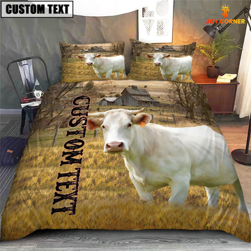 Uni Personalized Name Charolais Cattle On The Farm 3D Bedding Set