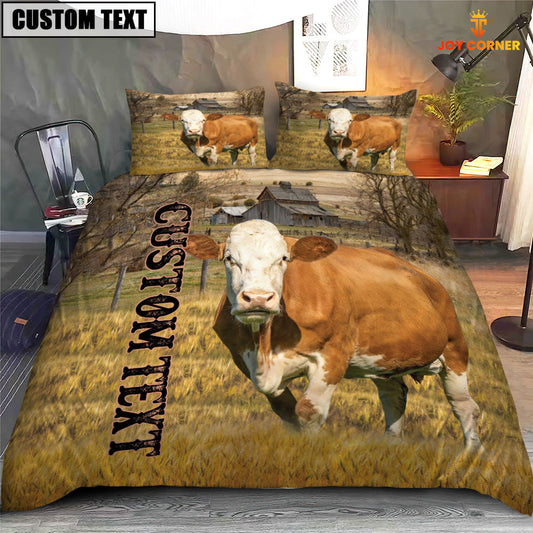 Uni Personalized Name Fleckvieh Cattle On The Farm 3D Bedding Set