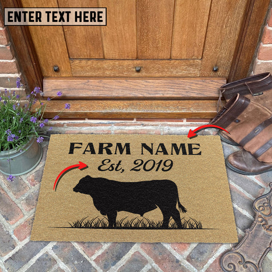 Uni Angus Custom Farm Name Custom Year Coir Doormat